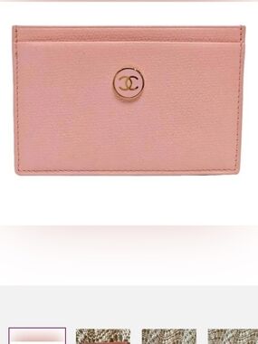 Chanel Pink Card Holder with Gold CC Logo